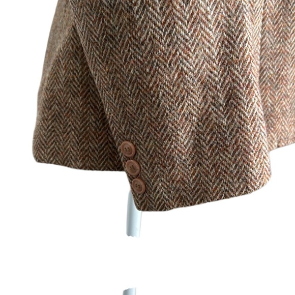 VTG Elegance English Harris tweed tan cream herringbone blazer size 11 W size 6 - Picture 5 of 12